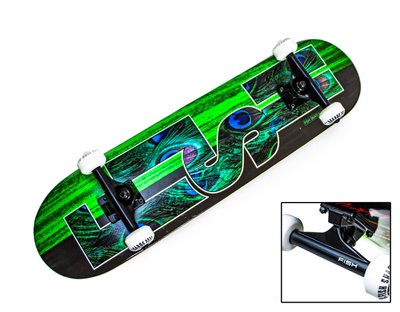 Профессиональный скейтборд (Скейт) канадский клен Fish Skateboard "Green Peafowl" фото 1