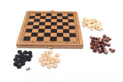 Набор классических игр 3 в 1 "Шахматы, шашки, нарды" деревянный 29х29 см S3023 фото 1