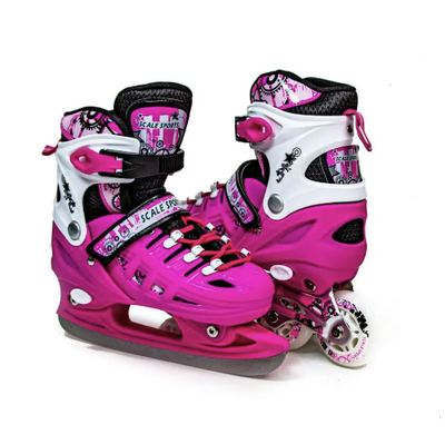Раздвижные ролики - коньки с комплектом защиты и шлемом 34-37 Scale Sport Pink (2в1) фото 1