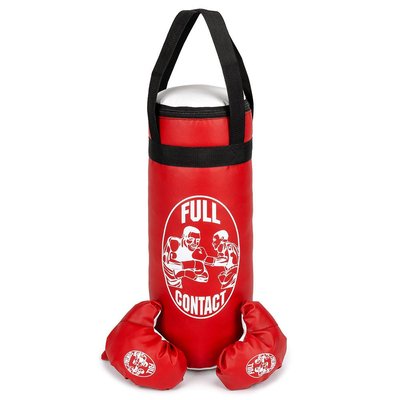 Боксерский набор большой 21х58 см Full Contact мешок и перчатки красный фото 1