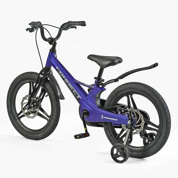 Велосипед детский двухколёсный 18" CORSO Connect магниевая рама доп колеса на 6-8 лет синий MG-18763 фото 3