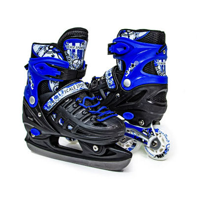 Раздвижные ролики - коньки с комплектом защиты и шлемом 34-37 Scale Sport Синий (2в1) фото 1