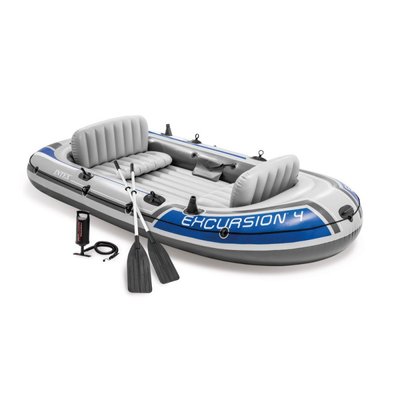 Четырехместная надувная лодка Intex Excursion Set 4 315х165х43см алюминиевые весла и насос 68324 фото 1
