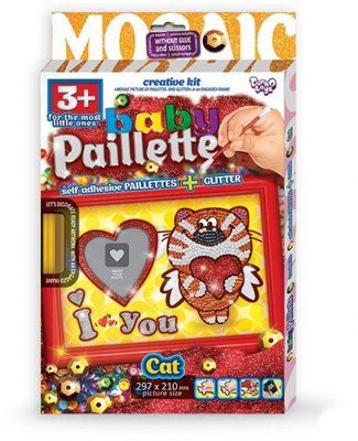 Мозаїка з паєток Danko Toys Baby Paillette: Котик PG-01-04 фото 1