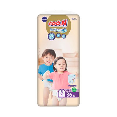 Трусики-підгузки GOO.N Premium Soft для дітей 12-17 кг (розмір 5(XL), унісекс, 36 шт) фото 1