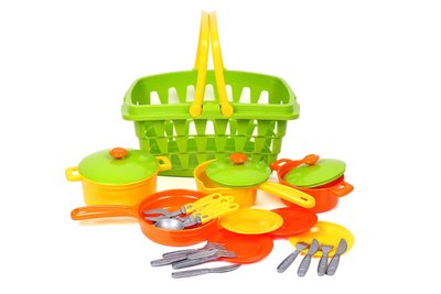 Набор игрушечной посуды ТехноК в корзинке 19 предметов 4456 фото 1