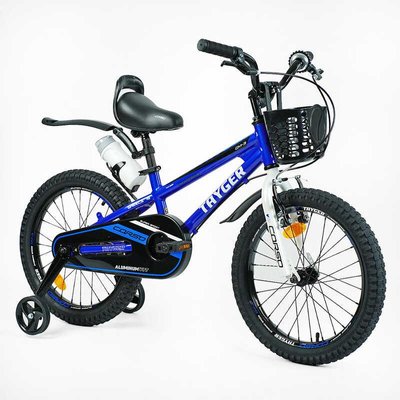 Велосипед детский двухколёсный 18" CORSO Tayger алюминиевая рама доп колеса синий TG-40571 фото 1