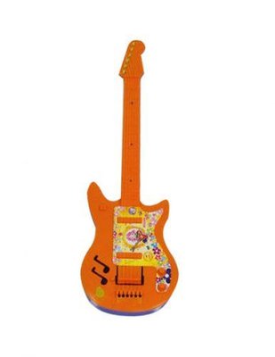 Дитяча іграшкова пластикова гітара Maximus 20 см оранжева 5095 фото 1
