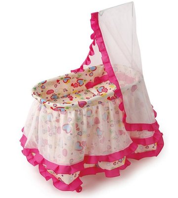 Кровать-люлька для кукол MELOGO 9376 с балдахином розовая фото 1