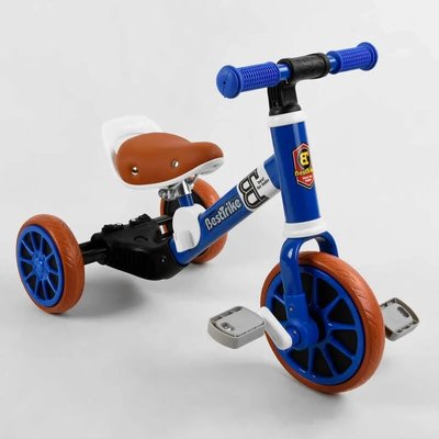 Детский трехколесный велосипед - трансформер Best Trike EVA колеса, функция беговела синий 96021 фото 1