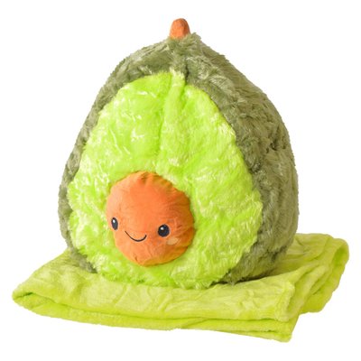 Детский плед 120х80 см с подушкой игрушкой 40 см "Авокадо" зеленый MP01 фото 1