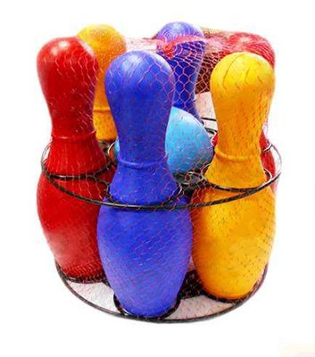 Набор для боулинга Colorplast Кегли цветные 6 шт и шар 0725 фото 1