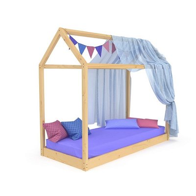 Деревянная кровать для подростка SportBaby Домик лак 190х80 см фото 1
